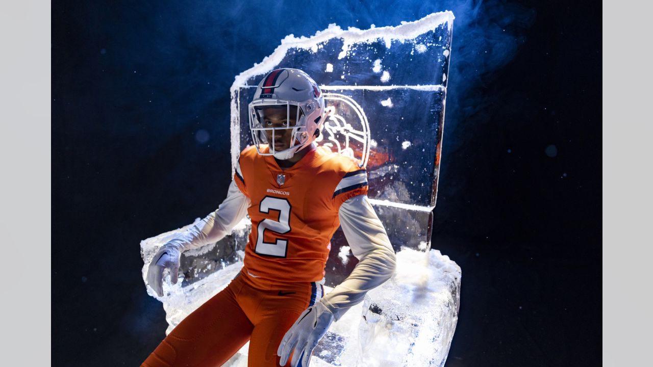 Photos: Broncos' 'Snowcapped' white alternate helmet unveiled on ice throne