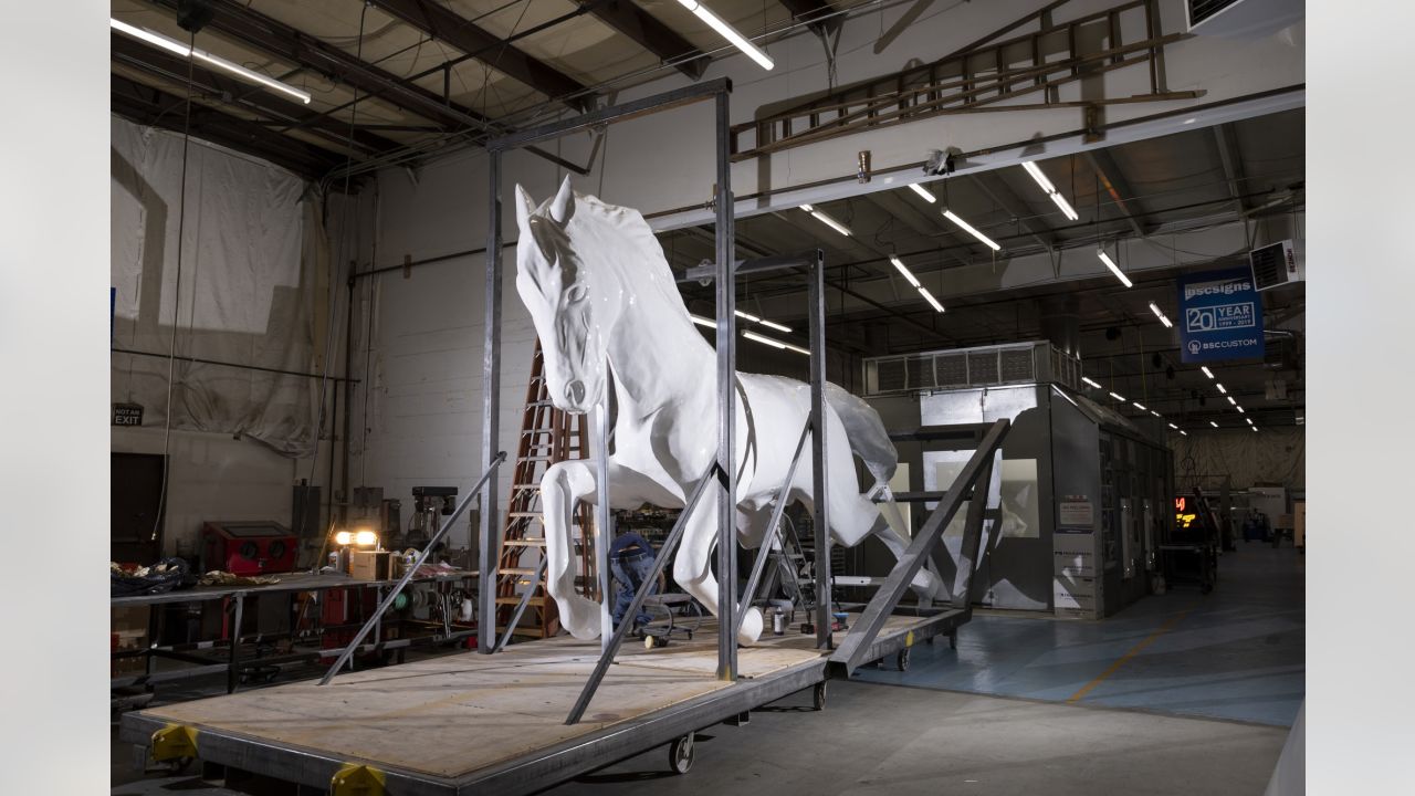 Broncos Horse Empower Field at Mile High Stadium Snow Aerial 