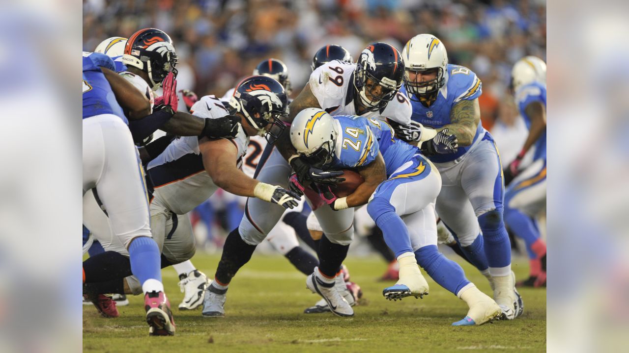 Denver Broncos free safety Rahim Moore (26) intercepts a ball