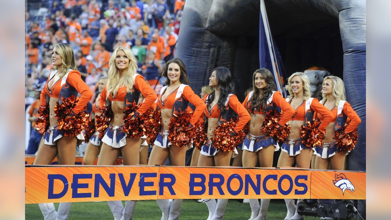 NFL Denver Broncos Cheerleaders wearing leather chaps.  Broncos  cheerleaders, Denver bronco cheerleaders, Nfl outfits