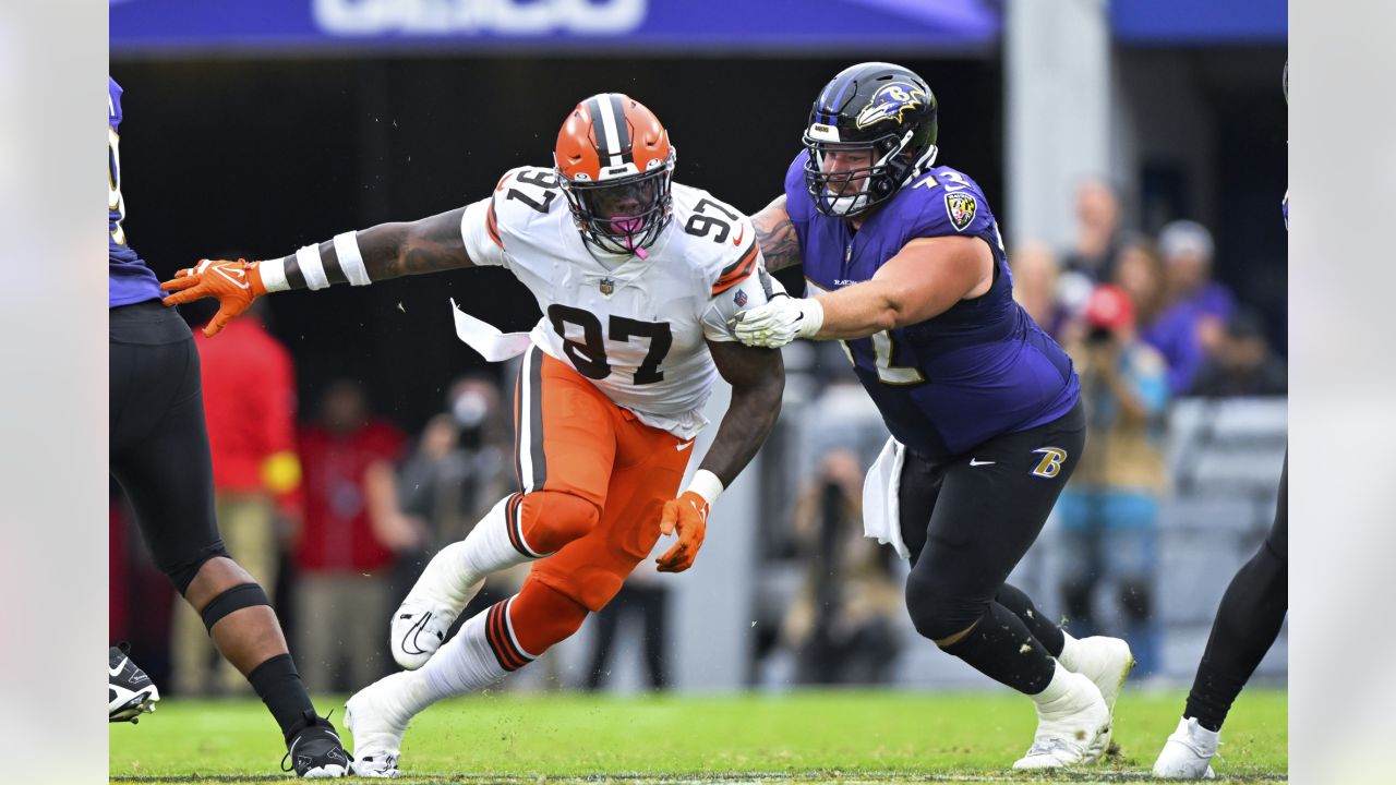 Cleveland Browns defensive tackle Perrion Winfrey (97) stands on