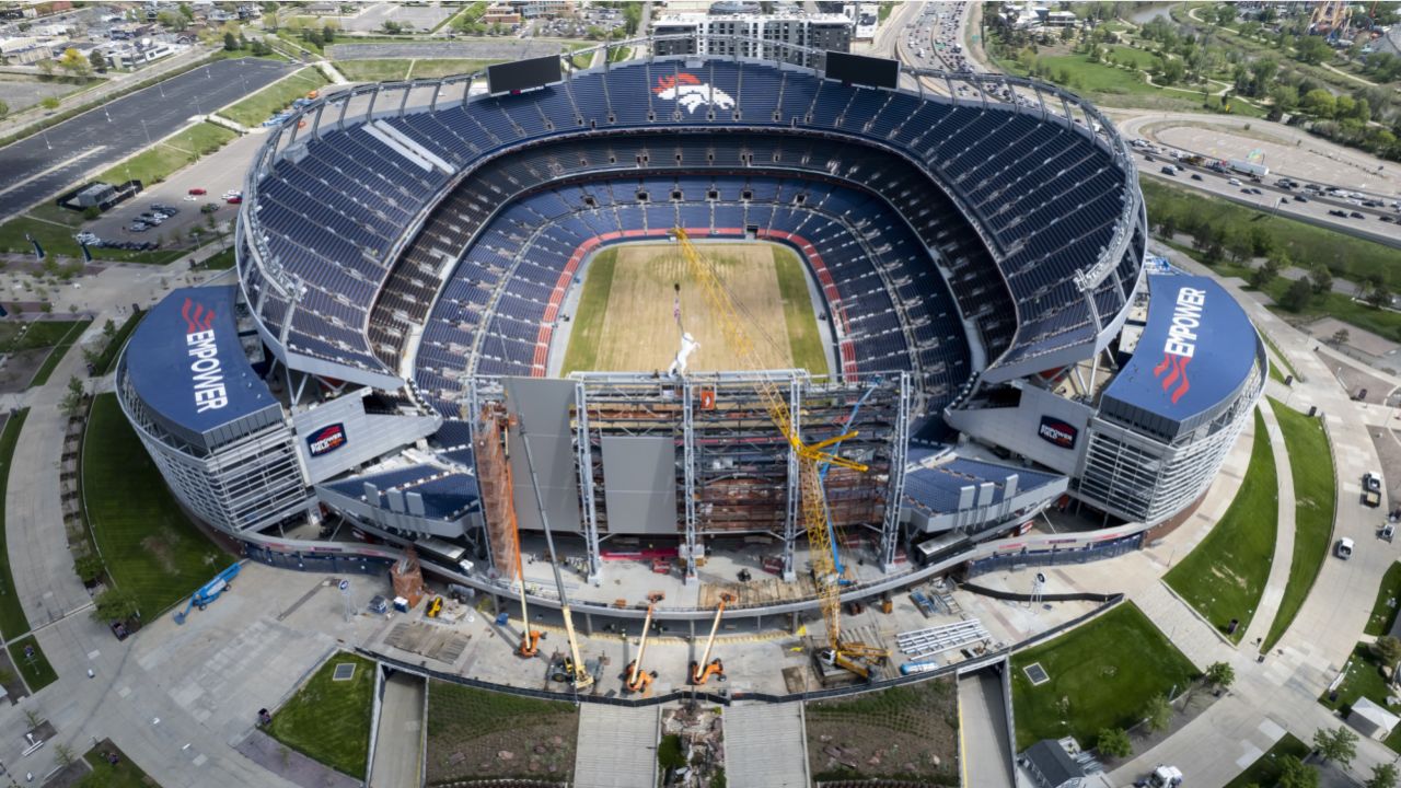 Sports Authority Field at Mile High, home stadium of the Denver Broncos  National Football League team in Denver, Colorado. The mile-high portion of  the title refers to stadium's location almost exactly where