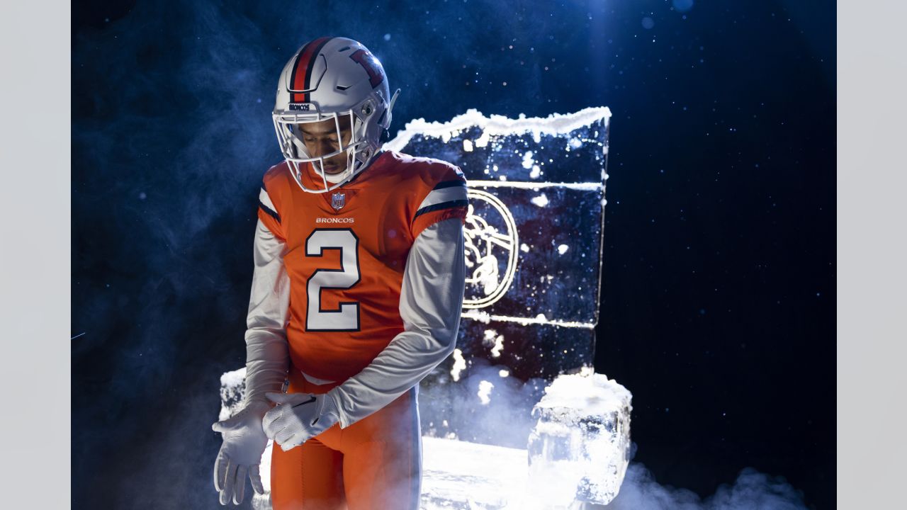 Photos: Broncos' 'Snowcapped' white alternate helmet unveiled on ice throne