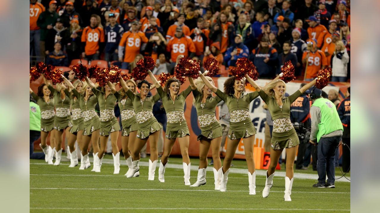 Denver Broncos Cheerleaders don Salute to Service uniforms for #NEvsDEN