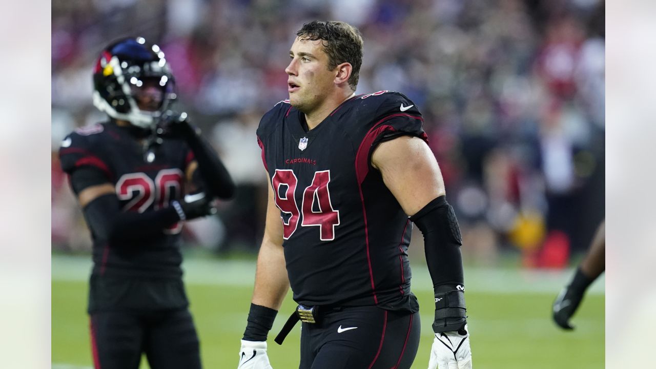 Arizona Cardinals linebacker Chandler Jones (55) celebrates after a sack  against the Cleveland Browns during the first half of an NFL football game,  Sunday, Dec. 15, 2019, in Glendale, Ariz. (AP Photo/Ross