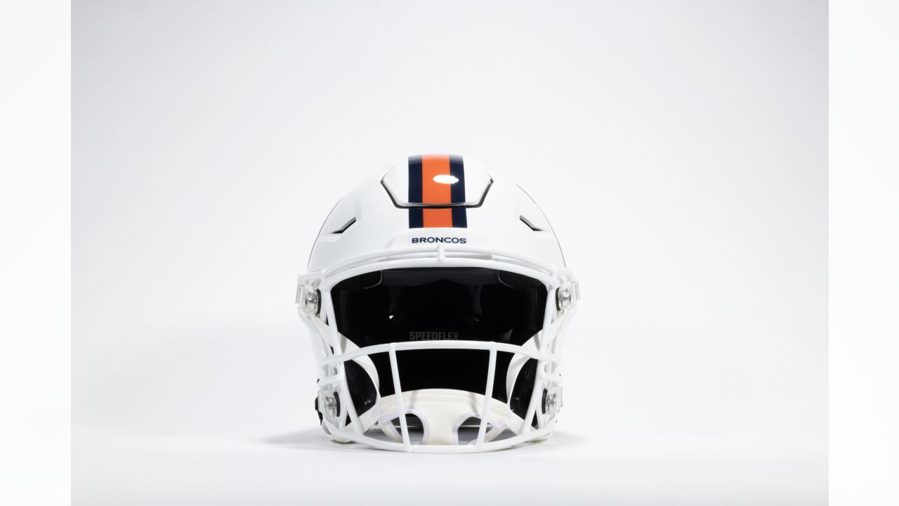 The Broncos dropped their Snowcapped white alternate helmets, which will be  worn with their orange jerseys ❄️ 