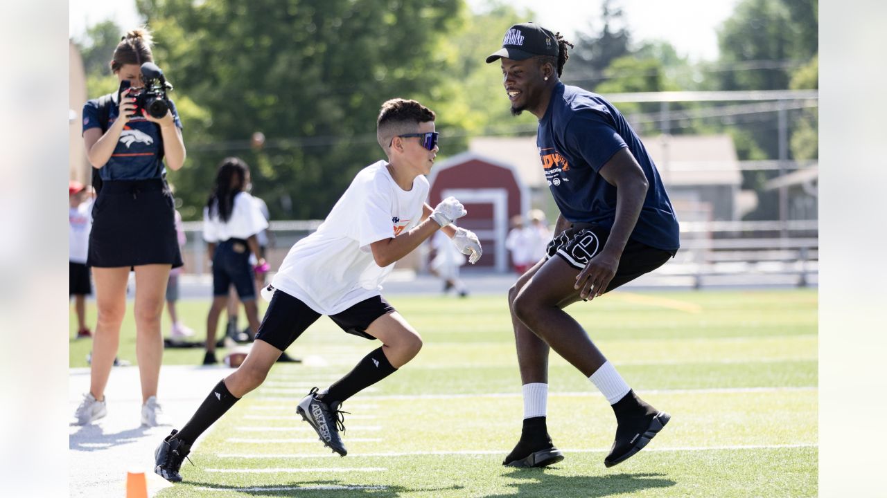 Denver Broncos wide receiver Jerry Jeudy hosts youth football camp in  Englewood, Colorado