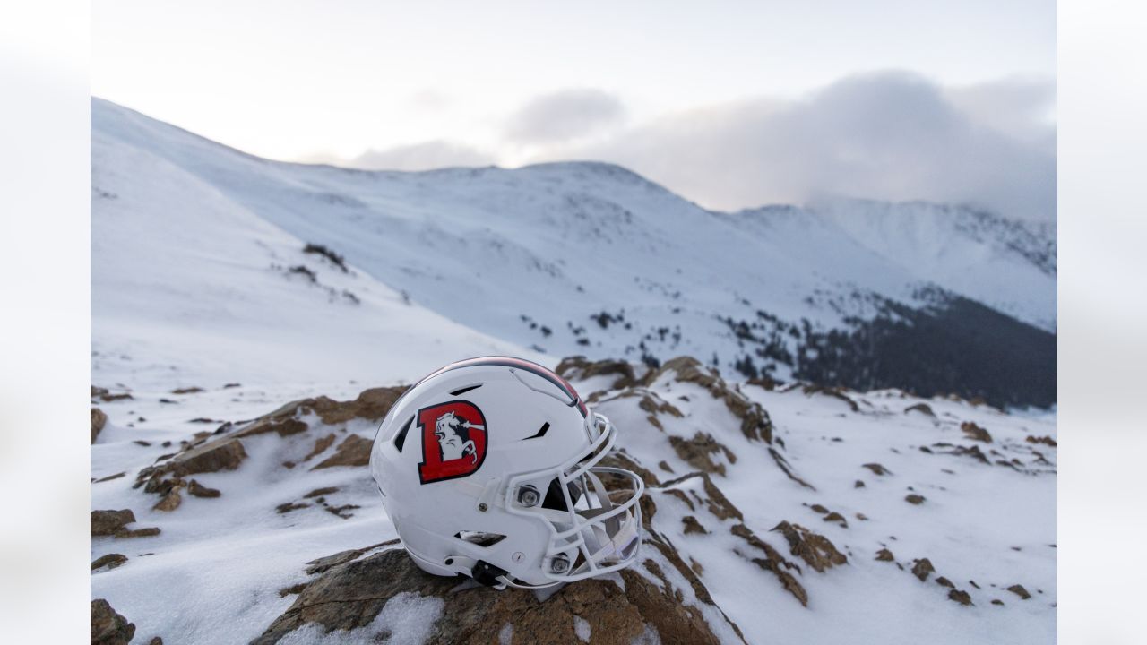 Photos: Broncos' 'Snowcapped' white alternate helmet unveiled on ice throne