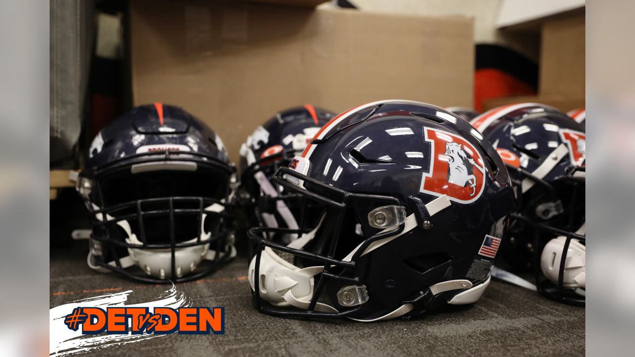 Helmet Stalker on X: The Denver Broncos are wearing their Color Rush  uniforms tonight. The helmets feature a throwback decal and stripe.   / X