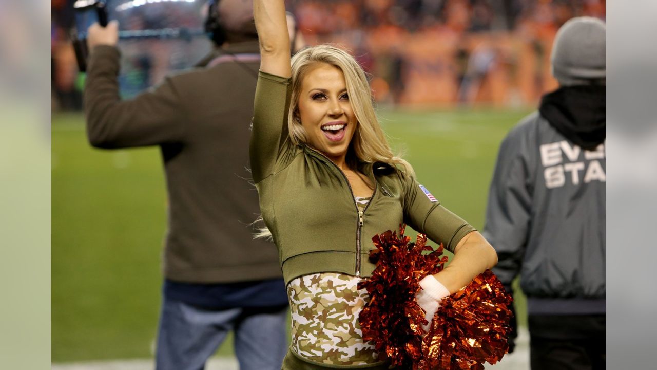 Denver Broncos Cheerleaders don Salute to Service uniforms for