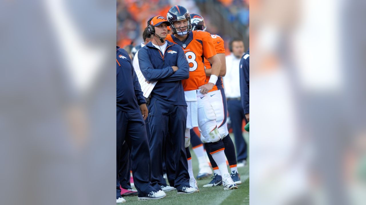 Denver Broncos guard Zane Beadles (68) congratulates wide receiver