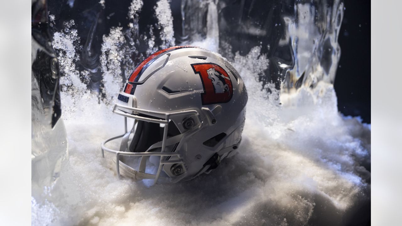 Photos: Broncos' 'Snowcapped' white alternate helmet unveiled on ice throne