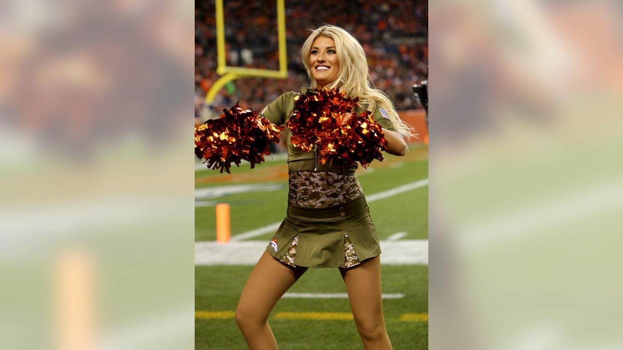 Denver Broncos Cheerleaders don Salute to Service uniforms for #NEvsDEN