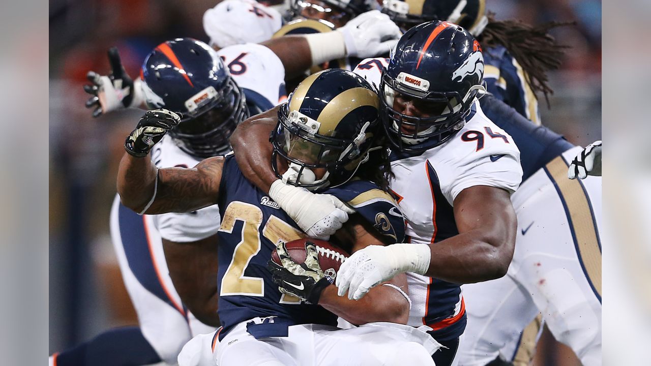 In this Aug. 16, 2014, members of the St. Louis Rams huddle in an end zone  inside Edward Jones dome during the fourth quarter of an NFL preseason  football game against the