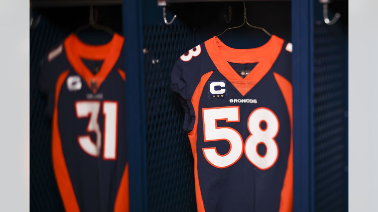 A sneak peek at the Broncos' alternate jerseys for #LVvsDEN