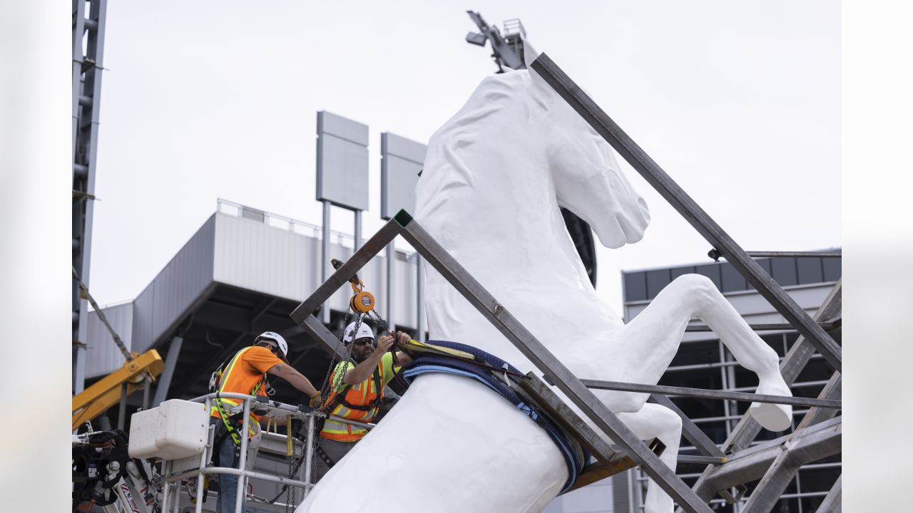 Bucky' the Big White Bronco on Top of Mile High Stadium is Back