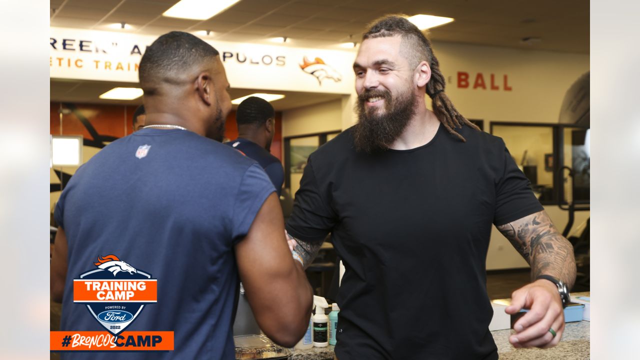 Photos: Derek Wolfe visits Broncos' training camp practice after announcing  retirement