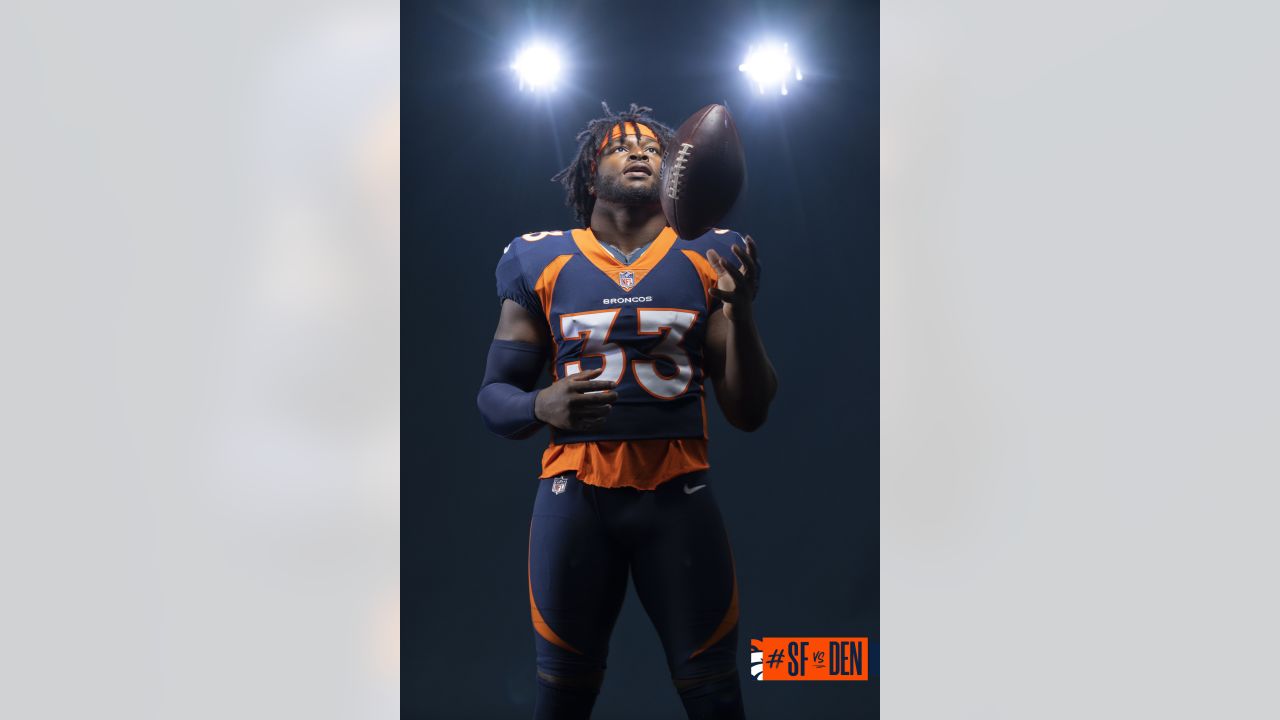 Photos: A sneak peek at the Broncos' alternate blue jerseys for Week 3 with  Javonte Williams