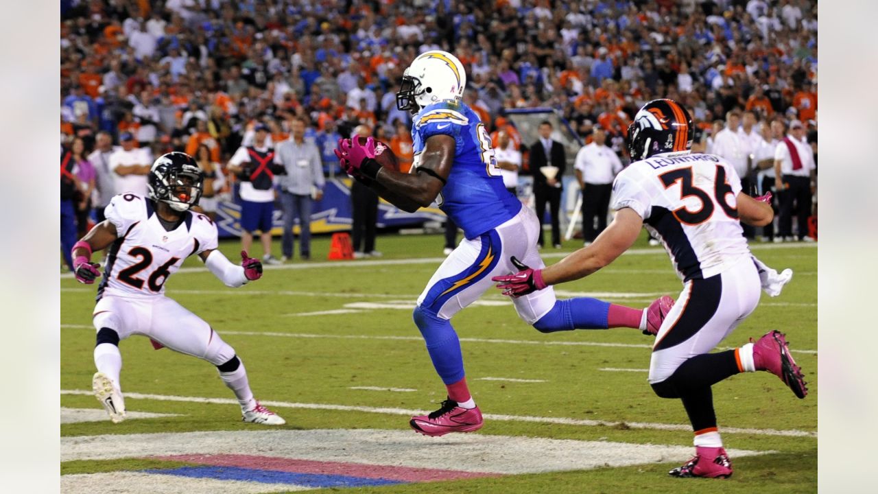 Denver Broncos free safety Rahim Moore (26) intercepts a ball