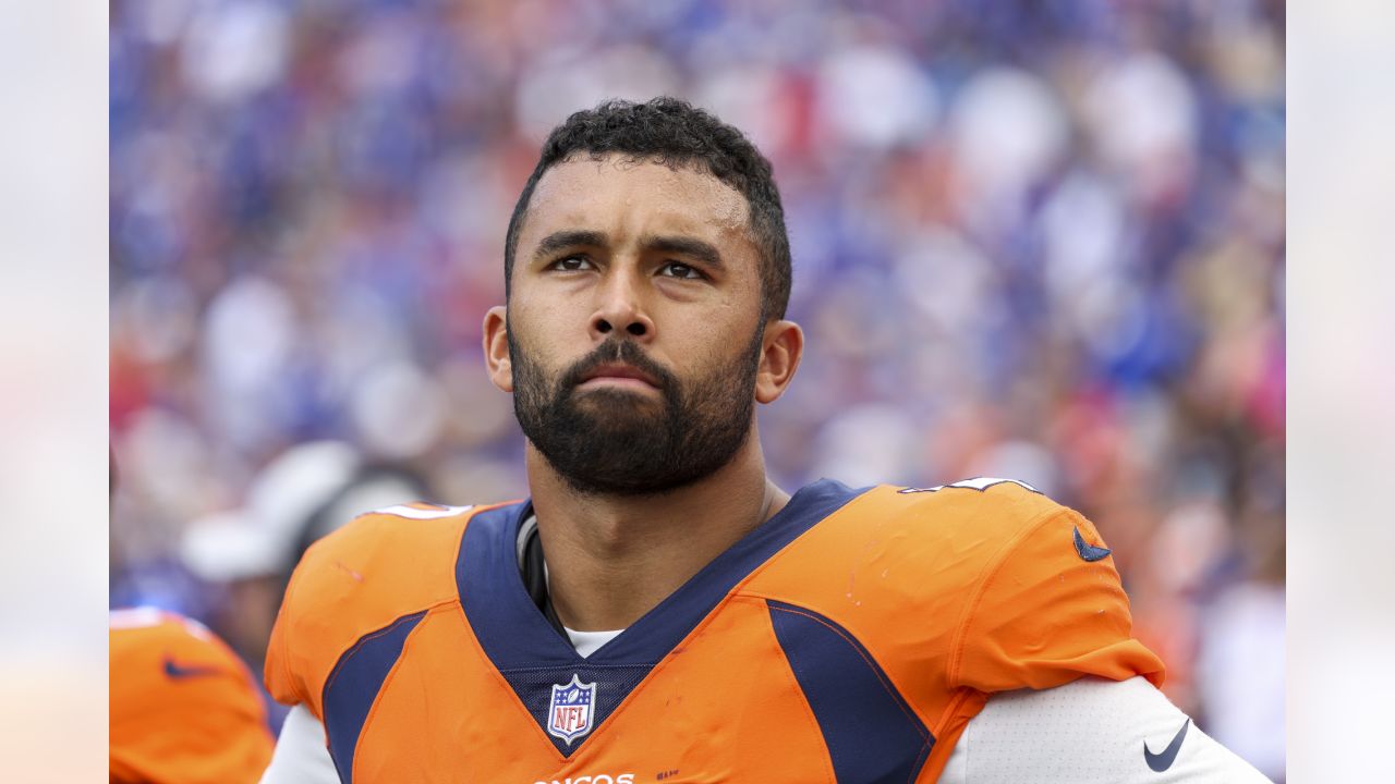 Denver Broncos linebacker Nik Bonitto runs on the field during the first  half of a preseason NFL football game against the Buffalo Bills in Orchard  Park, N.Y., Saturday, Aug. 20, 2022. (AP