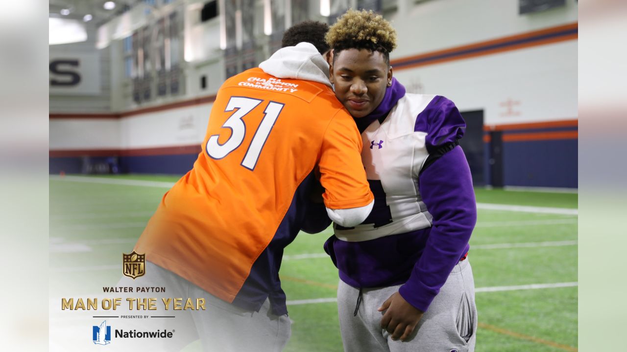 Pic of Justin Simmons, the Broncos 2019 Walter Payton Man of the