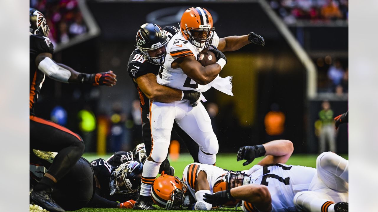 Cleveland Browns cornerback Martin Emerson Jr. (23) is shown after an NFL  football game against the Atlanta Falcons Sunday, Oct. 2, 2022, in Atlanta.  (AP Photo/John Amis Stock Photo - Alamy