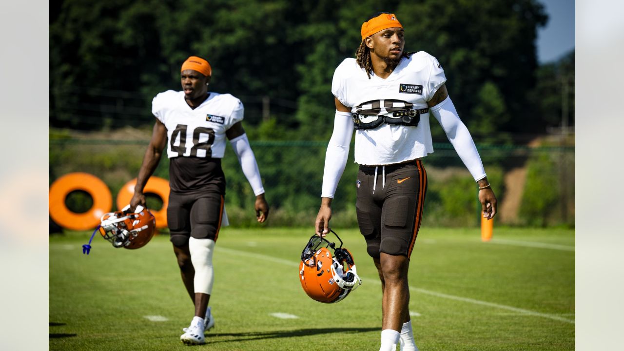 Cleveland Browns safety Ronnie Hickman Jr. (33) celebrates an