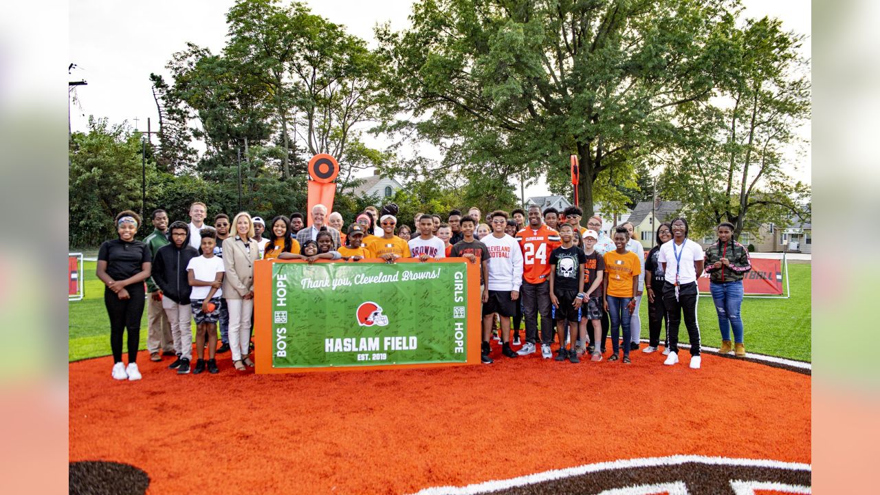 Cleveland Browns-funded turf installation continues at Akron Public  Schools' Griffin Stadium 