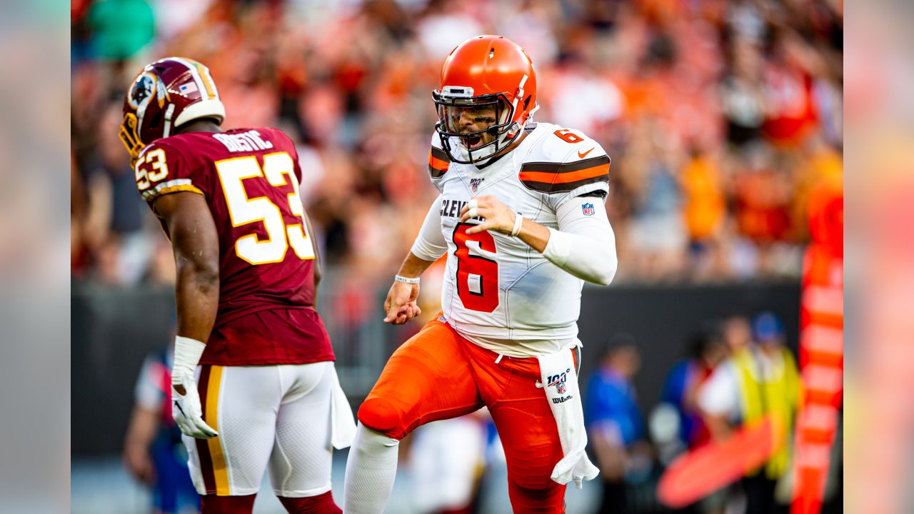 Cleveland, Ohio, USA. 08th August, 2019. Washington Redskins quarterback  Dwayne Haskins (7) at the NFL Preseason Week 1 football game between the Washington  Redskins and the Cleveland Browns at First Energy Stadium