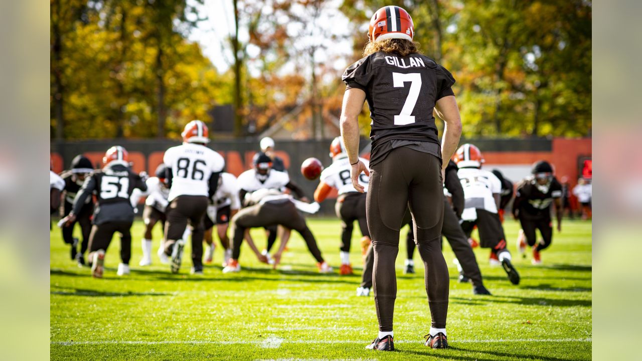 Cleveland Browns punter Jamie Gillan warms up before an NFL football game  against the Tennessee Titans, Sunday, Sept. 8, 2019, in Cleveland. (AP  Photo/David Richard Stock Photo - Alamy