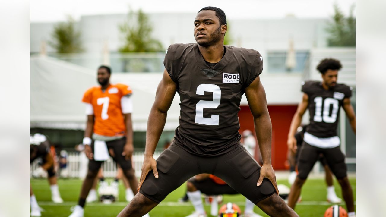 Cleveland Browns wide receiver Travell Harris (83) walks off the field at  the end of an NFL preseason football game against the Jacksonville Jaguars,  Friday, Aug. 12, 2022, in Jacksonville, Fla. The