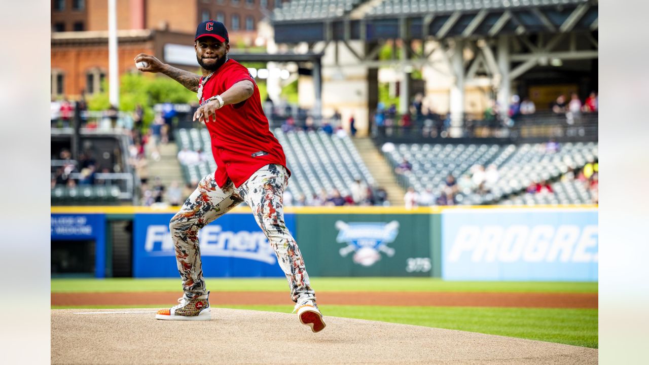 Austin Love throwing first pitch at Cleveland Guardians game