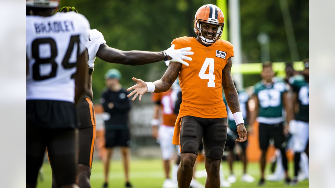 Cleveland Browns wide receiver Daylen Baldwin (17) leaves the field after a  preseason NFL football game against the Jacksonville Jaguars, Friday, Aug.  12, 2022, in Jacksonville, Fla. (AP Photo/Phelan M. Ebenhack Stock