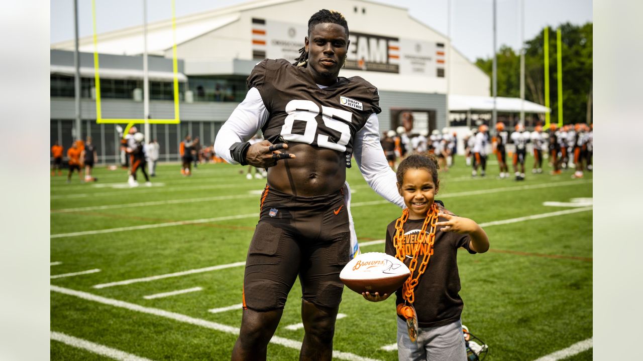 Cleveland Browns' Devaroe Lawrence runs through a drill during an NFL  football organized team activity session at the team's training facility  Wednesday, May 15, 2019, in Berea, Ohio. (AP Photo/Ron Schwane Stock