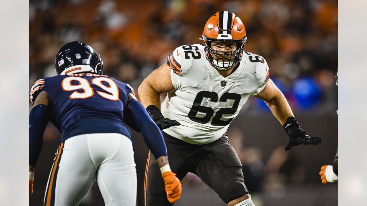 Cleveland Browns running back John Kelly Jr. (41) runs with the ball during  an NFL preseason football game against the Chicago Bears, Saturday, Aug.  27, 2022, in Cleveland. The Bears won 21-20. (