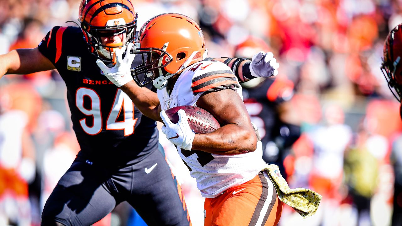 Troy Hill Cleveland Browns Game-Used #23 White Jersey vs. Cincinnati  Bengals on November 7 2021