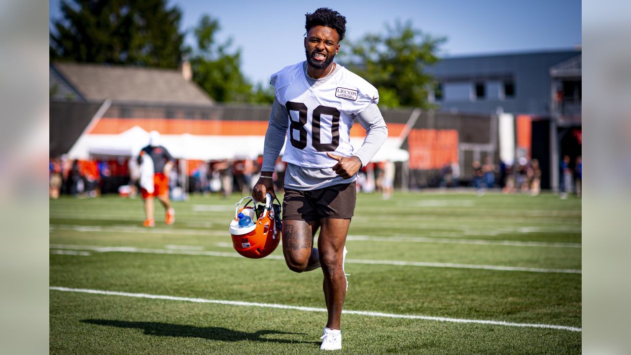 Jarvis Landry and Freddie Kitchens exchange words on the sidelines