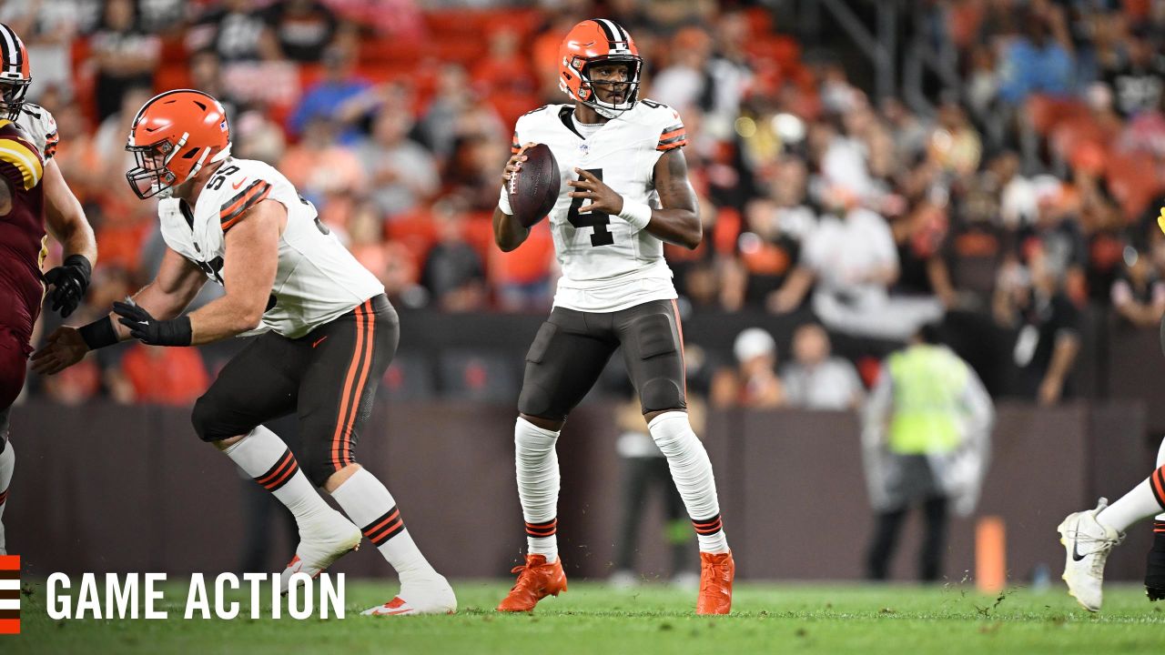 Cleveland Browns quarterback Kellen Mond passes during the second half of a  preseason NFL football game against the Washington Commanders on Friday,  Aug. 11, 2023, in Cleveland. (AP Photo/David Richard Stock Photo 