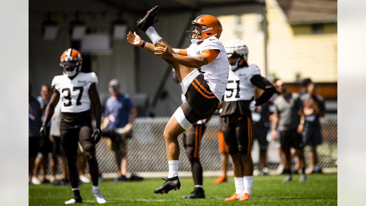 Cleveland Browns punter Corey Bojorquez (13) wears a Crucial Catch