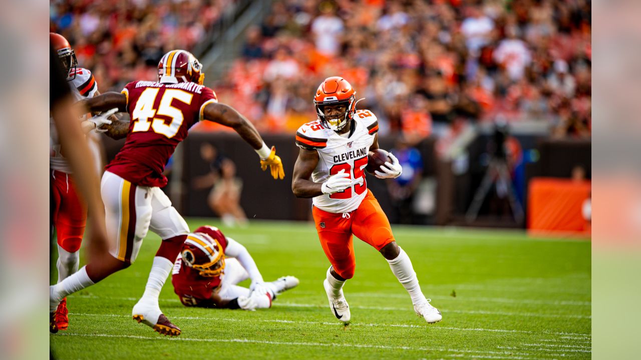 Cleveland Browns wide receiver Damon Sheehy-Guiseppi rushes during