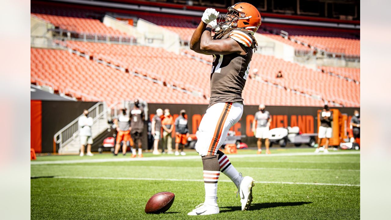 Kareem Hunt of the Cleveland Browns carries the ball during the