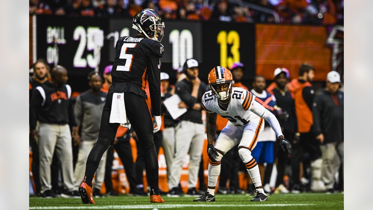 Cleveland Browns cornerback Martin Emerson Jr. (23) is shown after an NFL  football game against the Atlanta Falcons Sunday, Oct. 2, 2022, in Atlanta.  (AP Photo/John Amis Stock Photo - Alamy