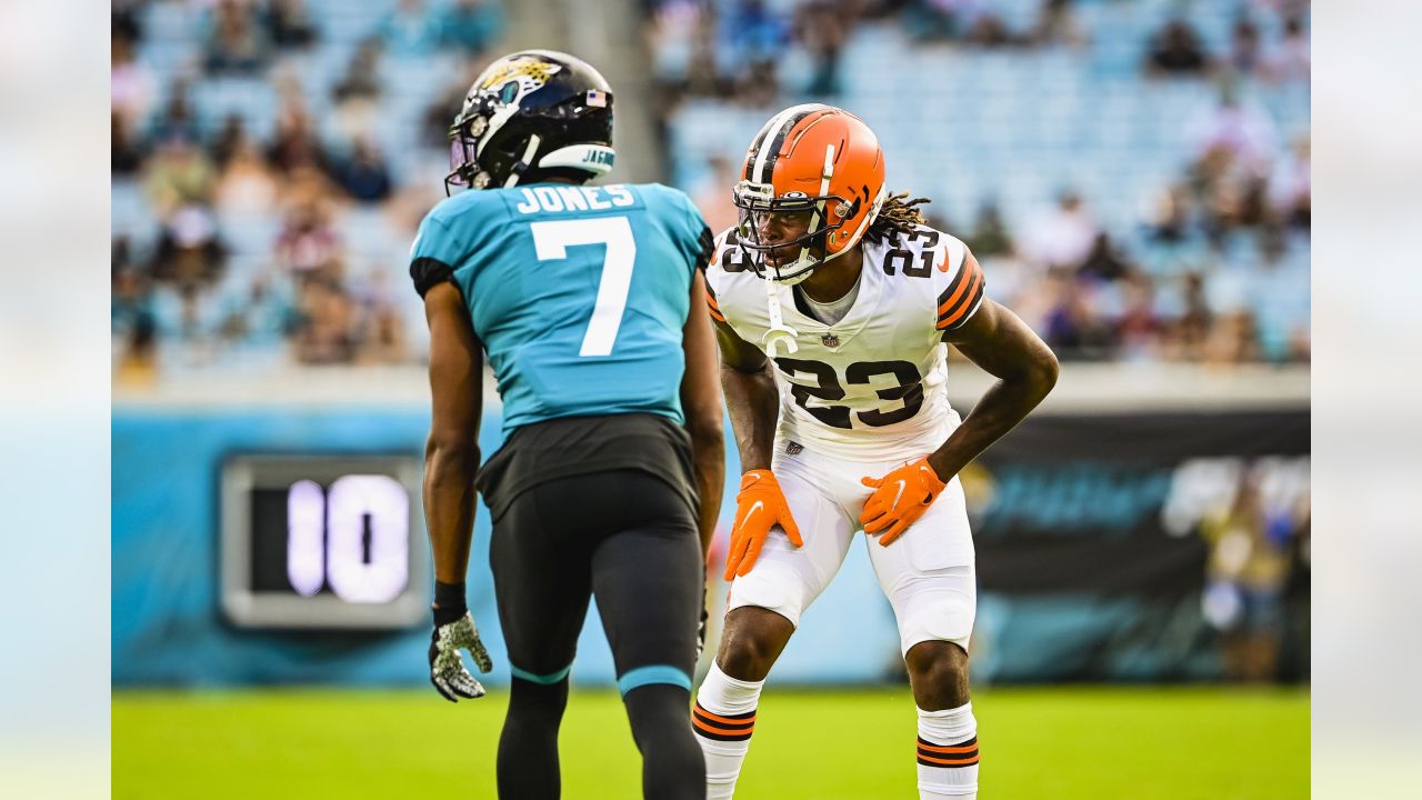 Cleveland Browns defensive end Curtis Weaver (59) stands on the field  during an NFL preseason football