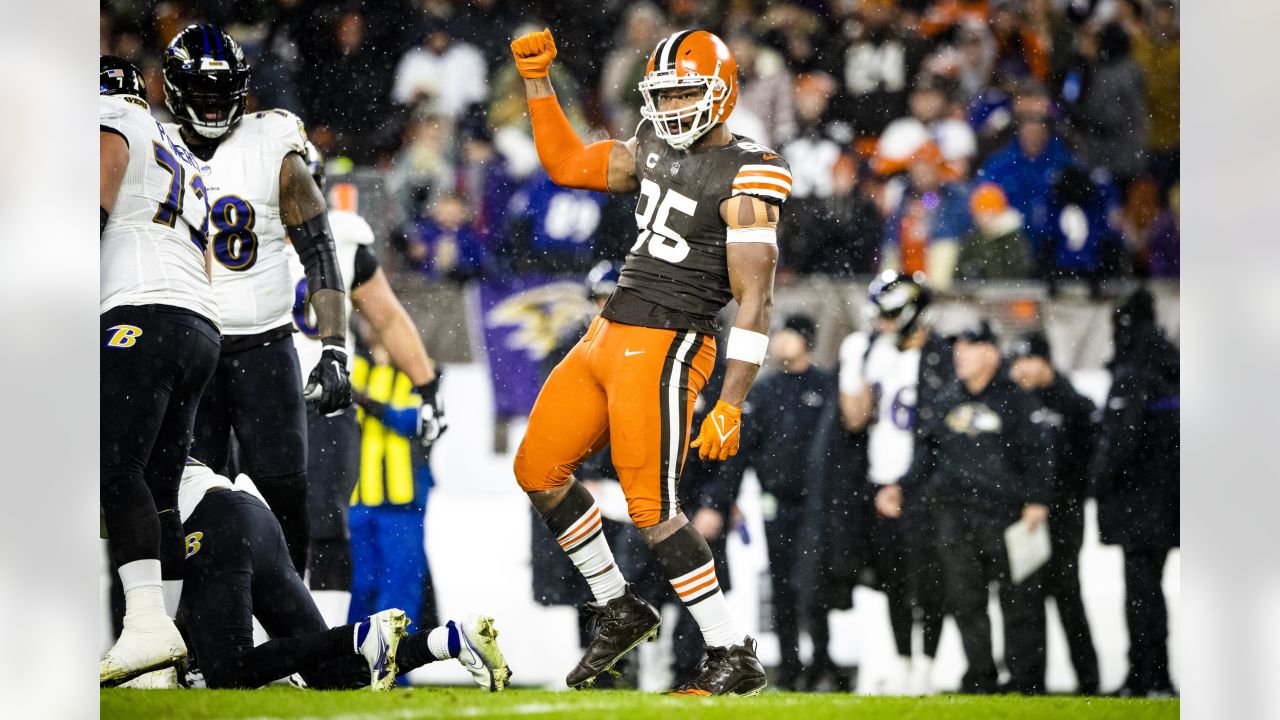 Cleveland Browns defensive end Myles Garrett vs, Baltimore Ravens