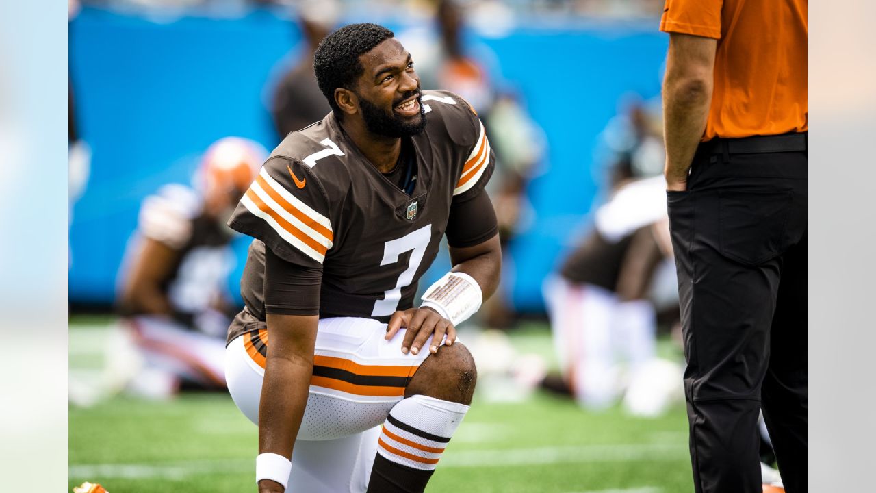 October 25, 2020: Donovan Peoples-Jones #11 of the Cleveland Browns  celebrates with Baker Mayfield #6 of the Cleveland Browns after the two  connected for the game winning touchdown during NFL football game