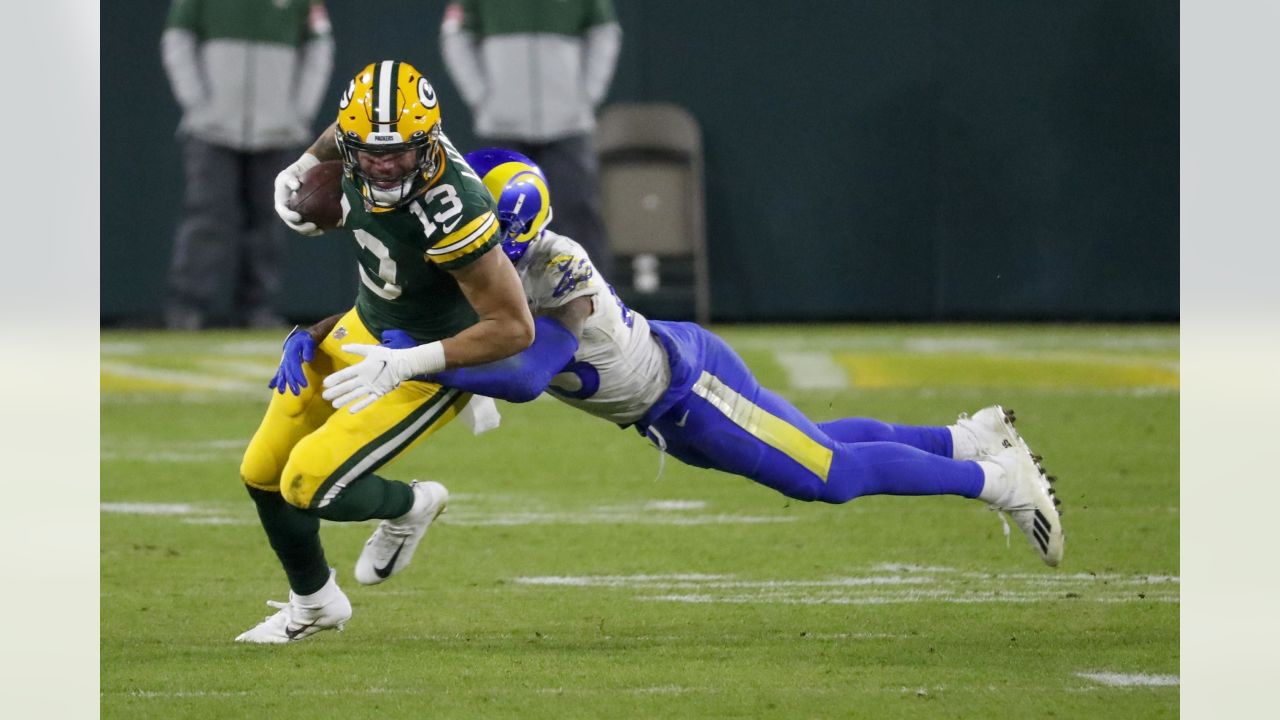 Los Angeles Rams strong safety John Johnson (43) celebrates after an  inception against the New Orleans Saints during the first half of an NFL  football game Sunday, Sept. 15, 2019, in Los