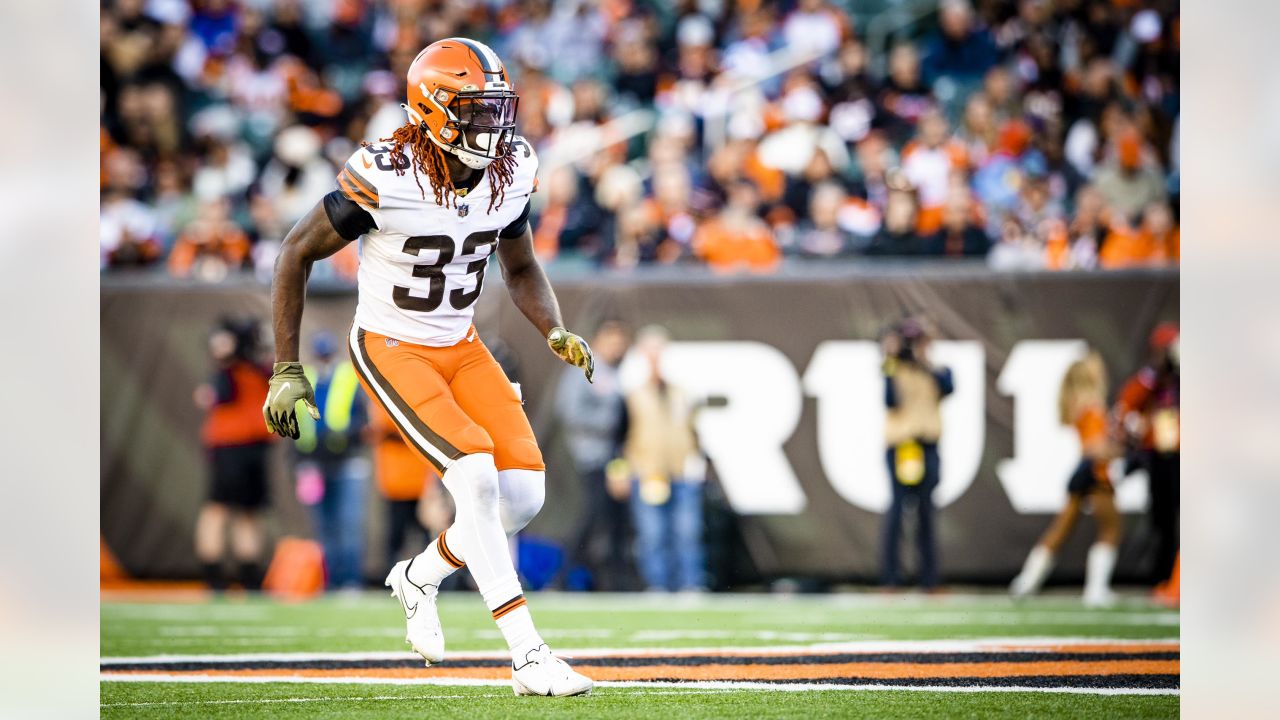 Ronnie Harrison Jr. Cleveland Browns Game-Used #33 White Jersey vs. Houston  Texans on December 4