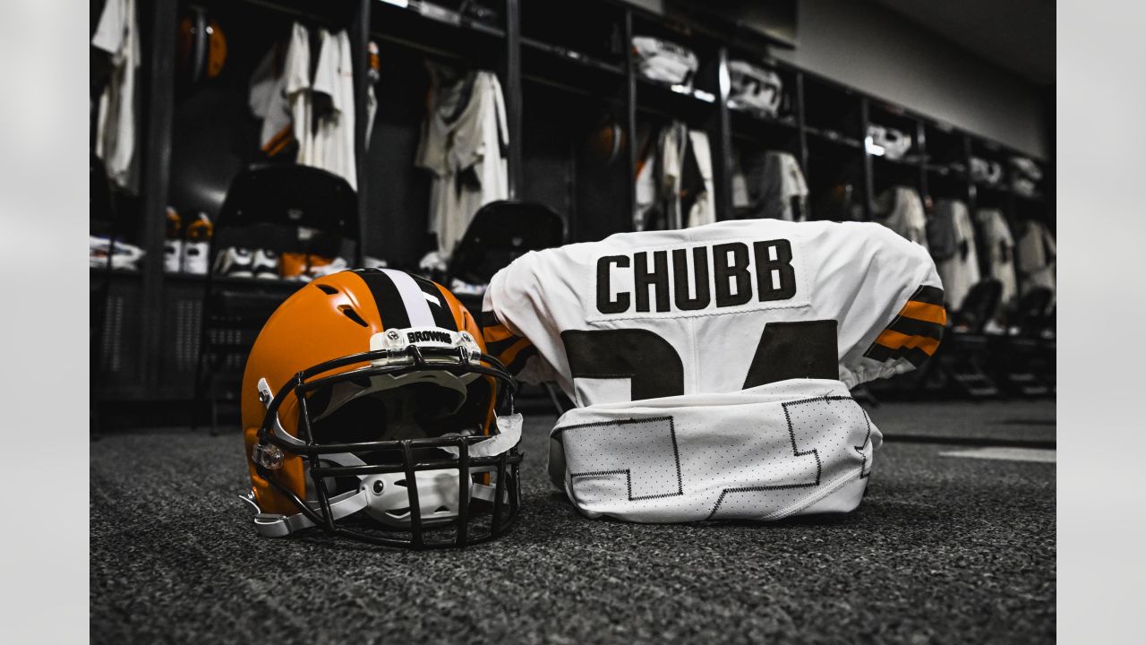 Cleveland Browns cornerback Martin Emerson Jr. (23) is shown after an NFL  football game against the Atlanta Falcons Sunday, Oct. 2, 2022, in Atlanta.  (AP Photo/John Amis Stock Photo - Alamy