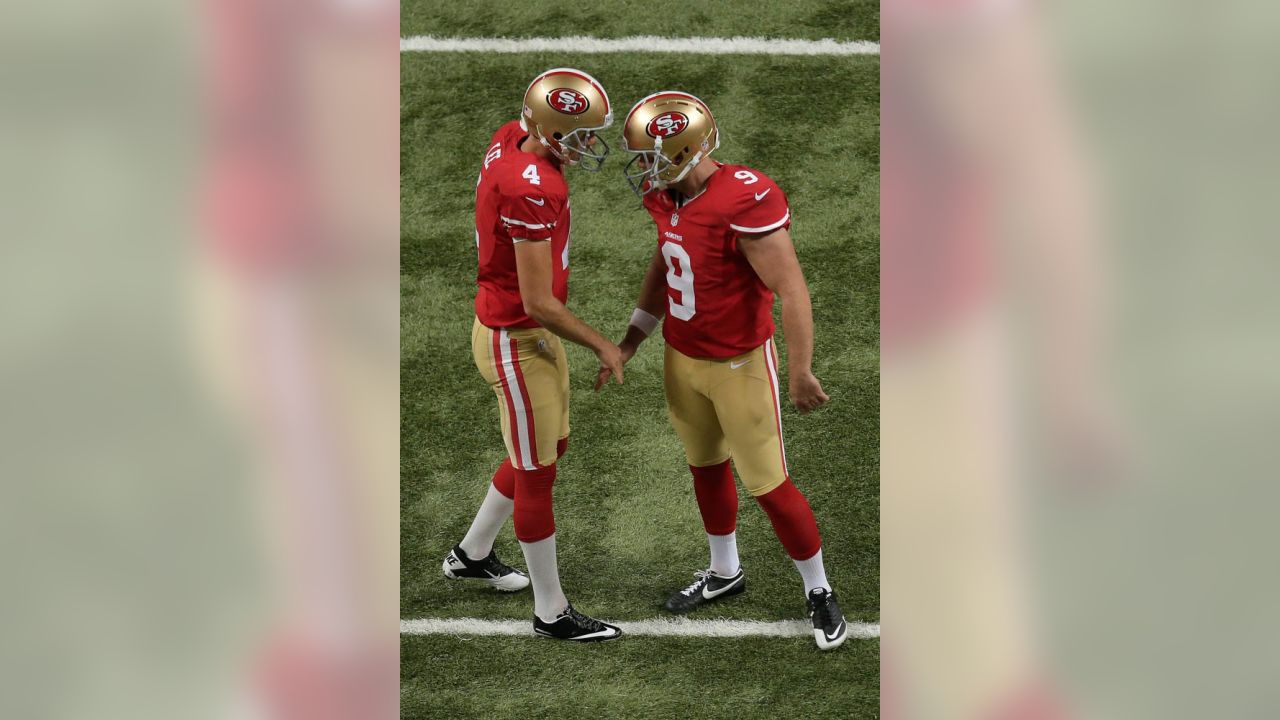 Andy Lee of the San Francisco 49ers looks on before an NFL game