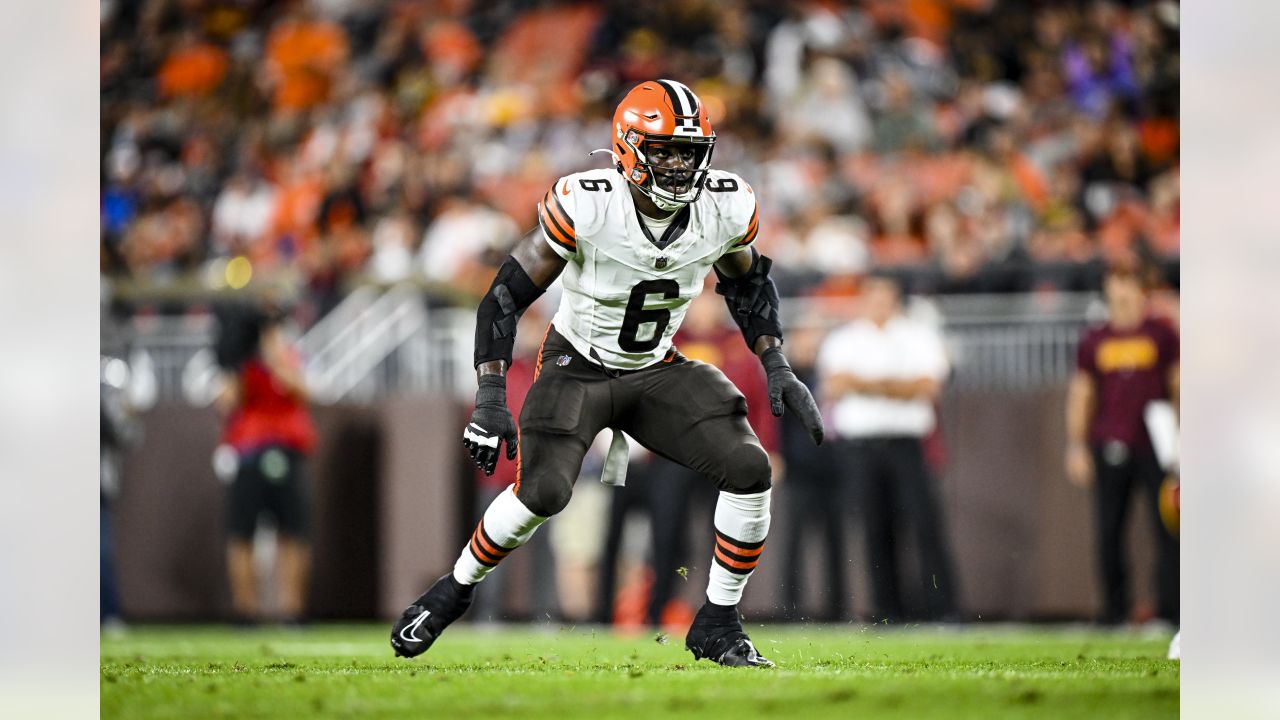 Cleveland Browns defensive lineman Jeremiah Martin (69) reacts after making  a defensive stop during an NFL pre-season football game against the  Washington Commanders, Friday, Aug. 11, 2023, in Cleveland. (AP Photo/Kirk  Irwin